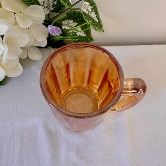 Vintage Marigold Carnival Glass Mug Iridescent Amber Paneled Design Retro Bar - Picture 4 of 4